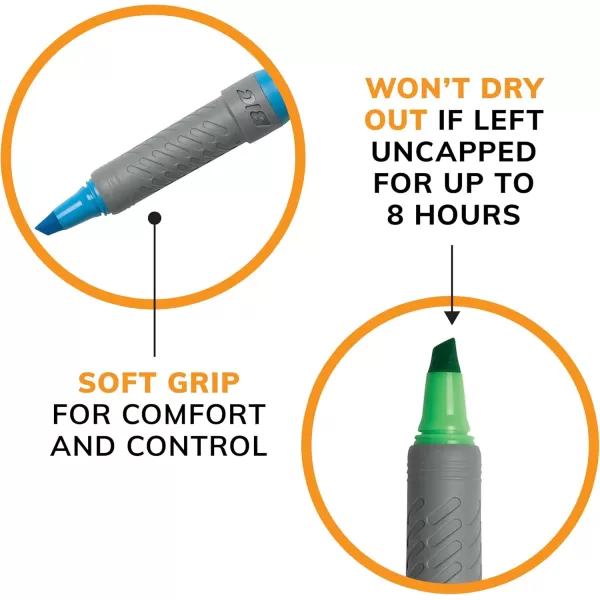 BIC Brite Liner Grip Highlighter Chisel Tip 16 mm Assorted Colors For Broad Highlighting ampamp Fine Underlining 5Count