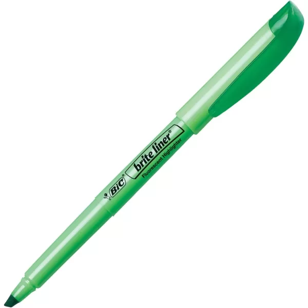 BIC Brite Liner Highlighter Chisel Tip Green 12Count BL11GREENGreen
