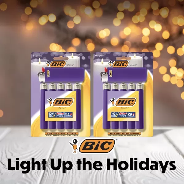 BIC Classic Pocket Lighters Reliable and Safe Perfect for Holiday Celebrations Purple 12Pack