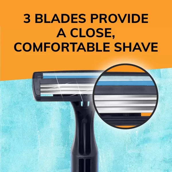 BIC Comfort 3 Disposable Razors LongLasting 3Blade Razors for Men Perfect razors Designed for Smooth and Comfortable Shave 24Count1 Count Pack of 4