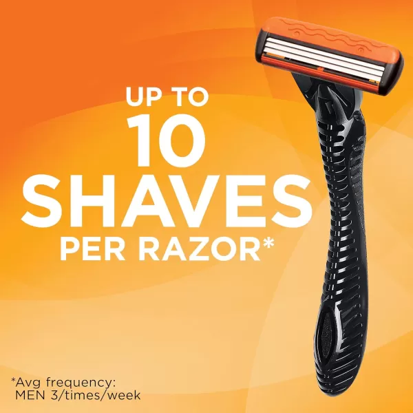 BIC Comfort 3 Refillable ThreeBlade Disposable Razors for Men Sensitive Skin Razor for a Comfortable Shave 1 Handle and 12 Cartridges With 3 Blades 13 Piece Razor KitBlackOrange