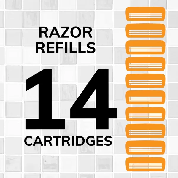 BIC Comfort 3 Refillable ThreeBlade Disposable Razors for Men Sensitive Skin Razor for a Comfortable Shave 1 Handle and 12 Cartridges With 3 Blades 13 Piece Razor KitBlackOrange