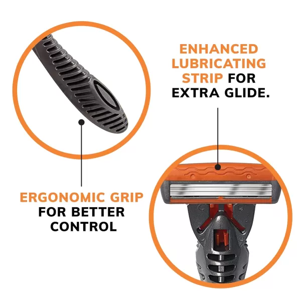BIC Comfort 3 Refillable ThreeBlade Disposable Razors for Men Sensitive Skin Razor for a Comfortable Shave 1 Handle and 12 Cartridges With 3 Blades 13 Piece Razor KitBlackOrange