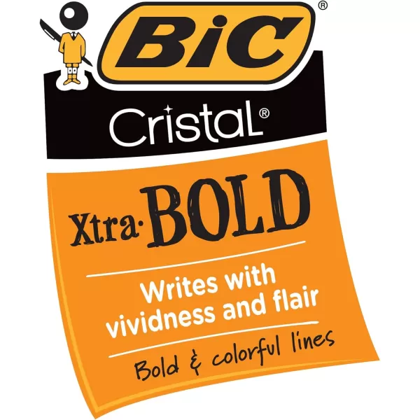 BIC Cristal Xtra Bold Ballpoint Pens Bold Point 16mm For Vivid And Dramatic Lines Assorted Colors 24Count PackBlack