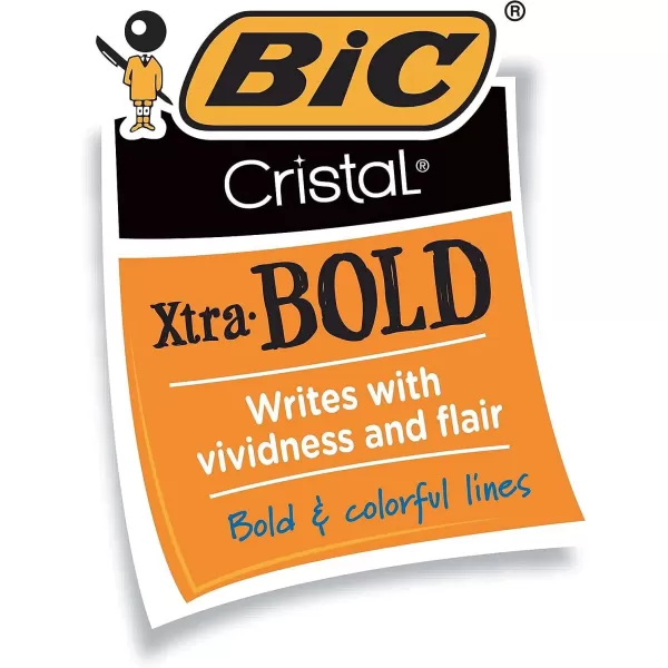 BIC Cristal Xtra Bold Ballpoint Pens Bold Point 16mm For Vivid And Dramatic Lines Assorted Colors 24Count PackBlue