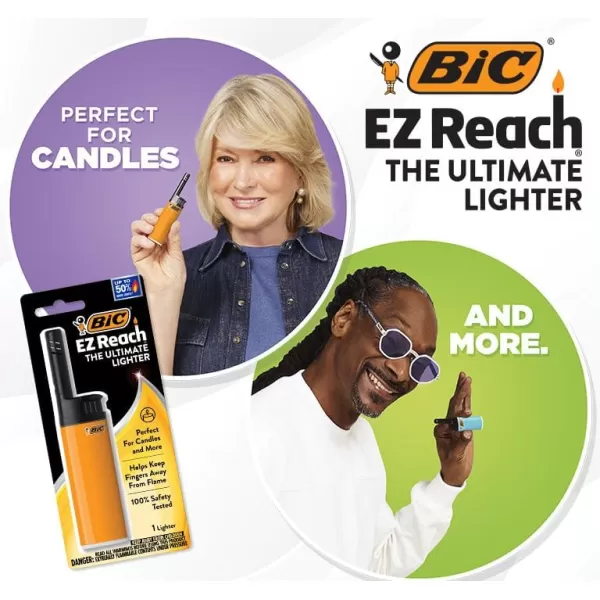 BIC EZ Reach Candle Lighter The Ultimate Lighter with Wand for Candles Home Decor Assorted Designs 6 Count Pack of Lighters