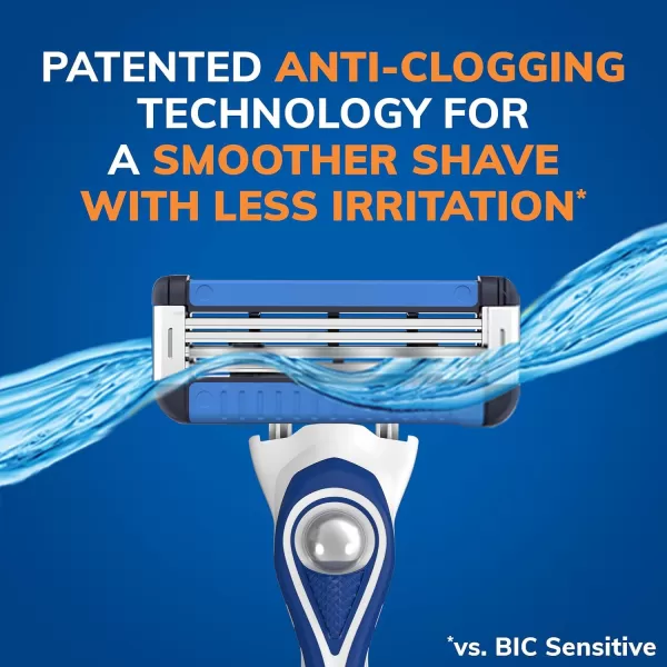 BIC EasyRinse AntiClogging Refillable Mens Razors With 4 Blades 1 Handle and 9 Refill Razor Cartridges Razor KitAssorted