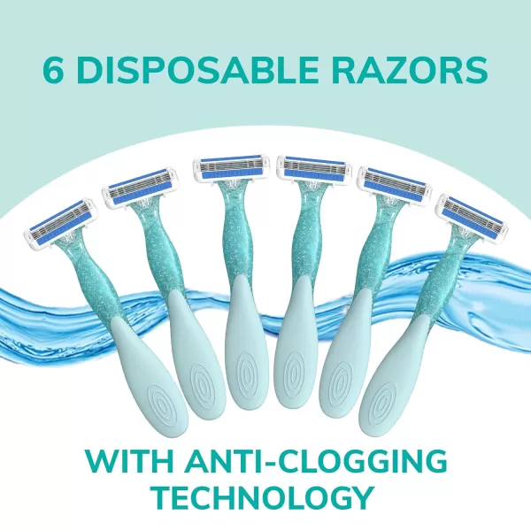 BIC EasyRinse AntiClogging Womens Disposable Razors for a Smoother Shave With Less Irritation Easy Rinse Shaving Razors With 4 Blades 2 Count1 Count Pack of 6