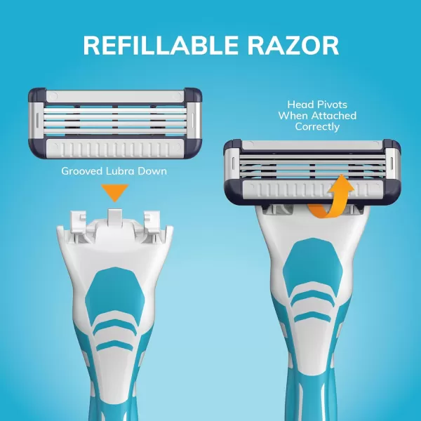 BIC EasyRinse Sensitive AntiClogging Refillable Mens Razors With 4 Blades 1 Handle and 9 Refill Razor Cartridges Razor Kit