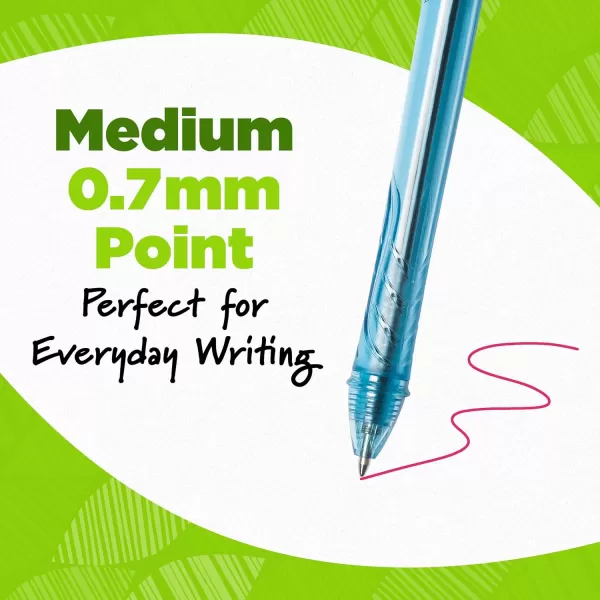BIC Ecolutions OceanBound Plastic Gel Pens Medium Point 10mm 12Count Pack Retractable Blue Ink Pens Made from 78 OceanBound Recycled Plastic Excluding Ink CartridgeAssorted Ink