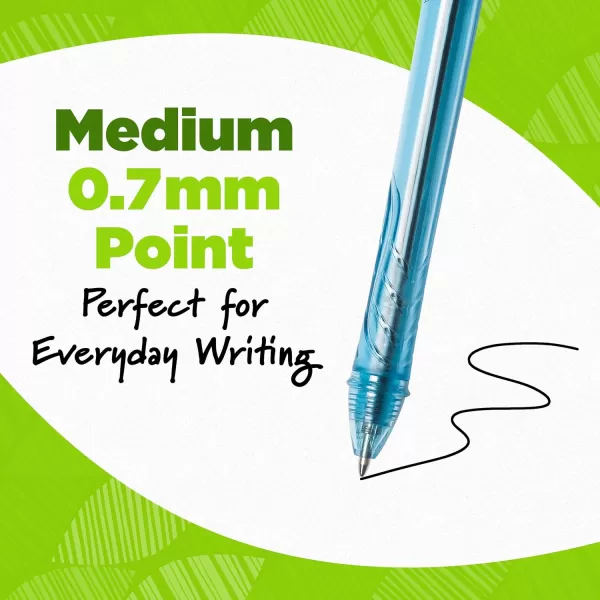 BIC Ecolutions OceanBound Plastic Gel Pens Medium Point 10mm 12Count Pack Retractable Blue Ink Pens Made from 78 OceanBound Recycled Plastic Excluding Ink CartridgeBlack Ink