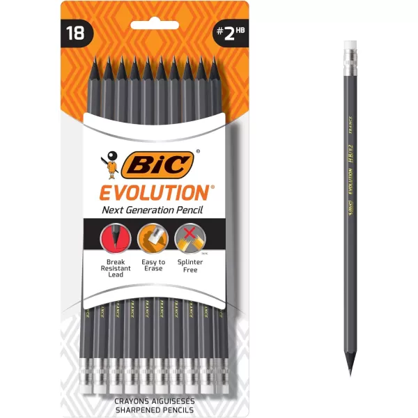BIC Evolution Cased Pencil 2 Lead Yellow Barrel 24Count PGEYP241BLKGray