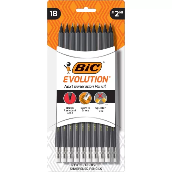 BIC Evolution Cased Pencil 2 Lead Yellow Barrel 24Count PGEYP241BLKGray