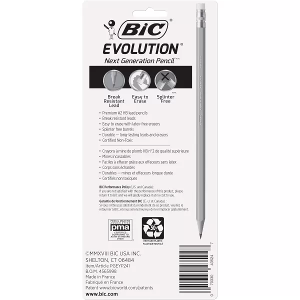 BIC Evolution Cased Pencil 2 Lead Yellow Barrel 24Count PGEYP241BLKYellow