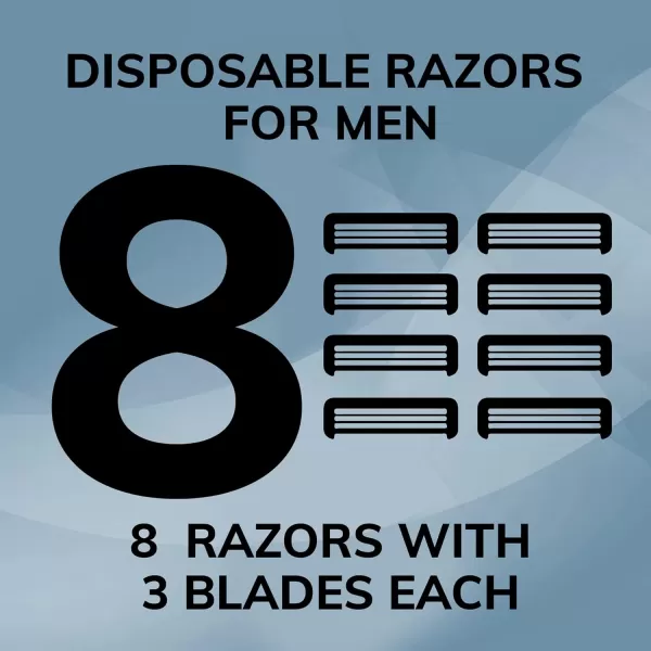 BIC Flex 3 Titanium Mens Disposable Razors With 3 Blades Ideal Razor For Face and Body Shaving 8 Piece Razor Kit for Men8 Count Pack of 1