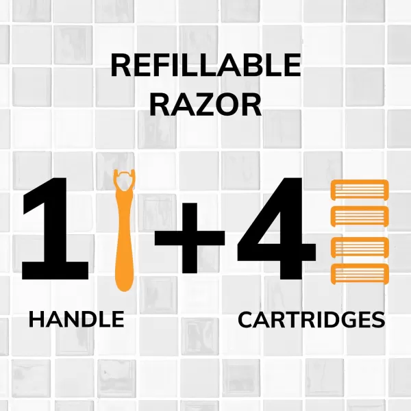 BIC Flex 4 Refillable Refill Razor Cartridges for Men LongLasting 4 Blade Razor Heads for Sensitive Skin 10 Refill CartridgesBlack