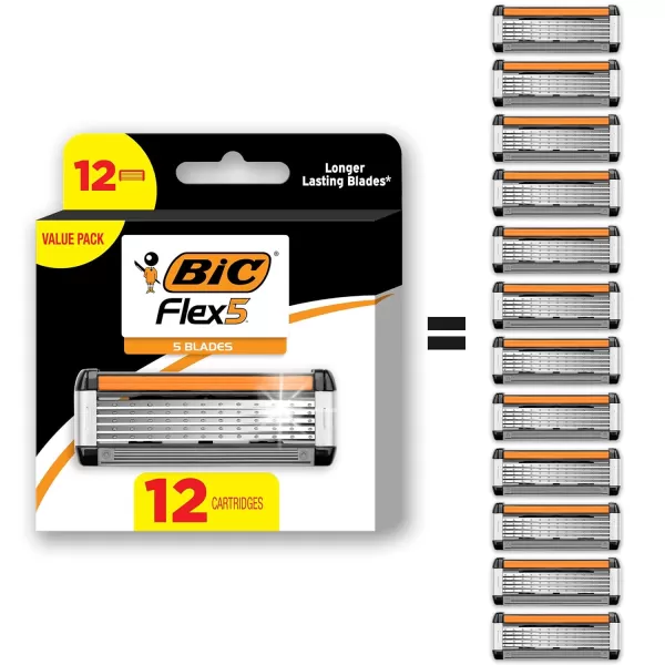 BIC Flex 5 Refillable Mens Holiday Shaving Kit 5Blade Razors 1 Handle and 7 Cartridges 8Piece Gift Set Perfect Stocking Stuffer for Sensitive SkinBlackWhiteOrange