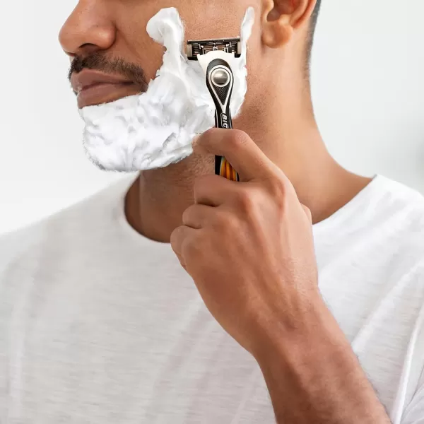BIC Flex 5 Refillable Mens Holiday Shaving Kit 5Blade Razors 1 Handle and 7 Cartridges 8Piece Gift Set Perfect Stocking Stuffer for Sensitive SkinBlackWhiteOrange