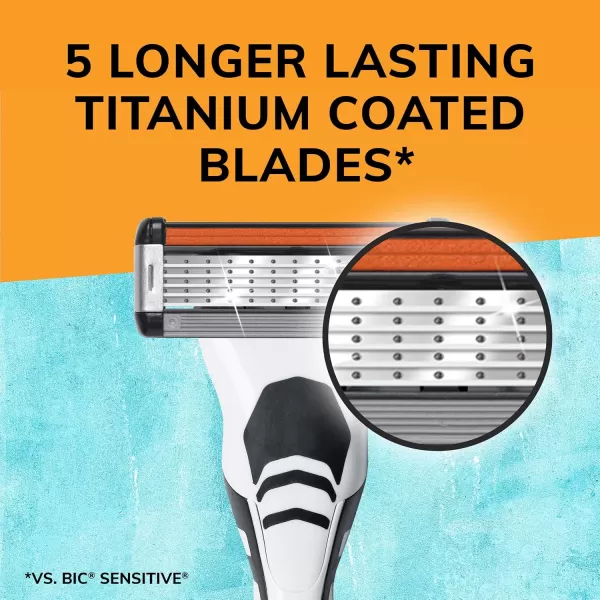 BIC Flex 5 Refillable Mens Holiday Shaving Kit 5Blade Razors 1 Handle and 7 Cartridges 8Piece Gift Set Perfect Stocking Stuffer for Sensitive SkinBlackWhiteOrange