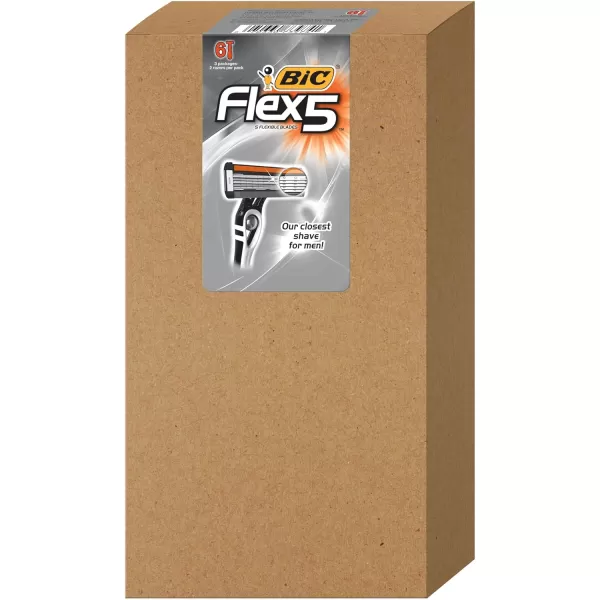 BIC Flex 5 Titanium 5Blade Disposable Razor for Men Sensitive Skin Razor For a Smooth Comfortable and Close Shave 4 Piece Razor SetAssorted