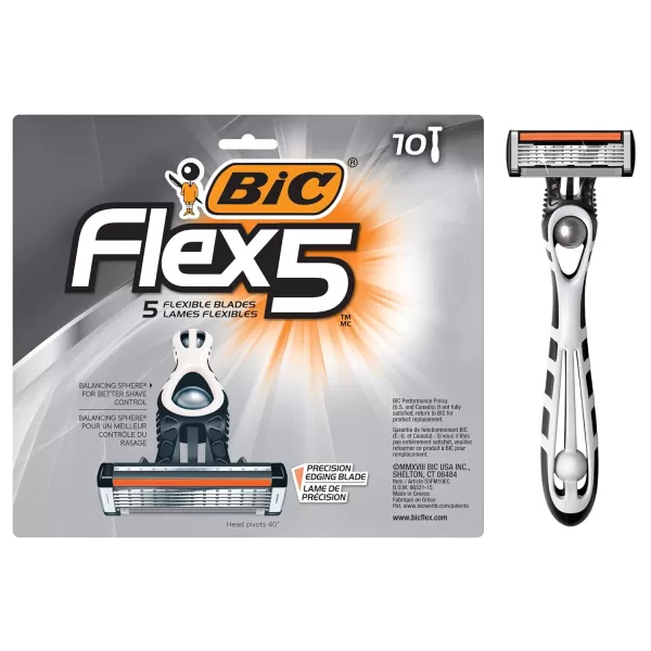 BIC Flex 5 Titanium 5Blade Disposable Razor for Men Sensitive Skin Razor For a Smooth Comfortable and Close Shave 4 Piece Razor SetAssorted