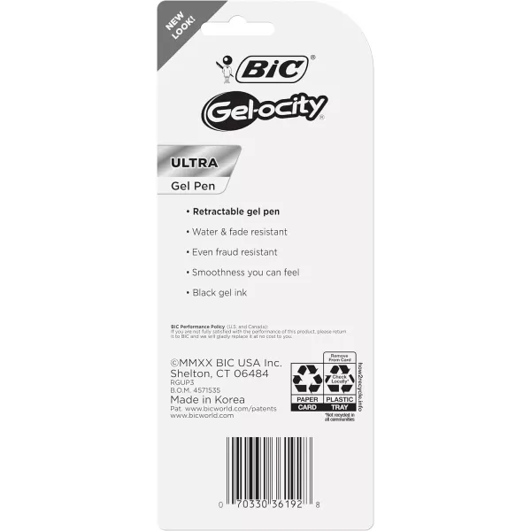 BIC GelOcity Ultra Gel Pens Medium Point Retracable 07mm Assorted 3Count