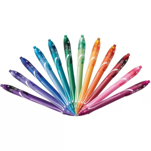 BIC Gelocity Quick Dry Assorted Colors Gel Pens Colors May Vary Medium Point 07mm 12Count Pack Retractable Gel Pens With Comfortable Full Grip12 Count Pack of 18