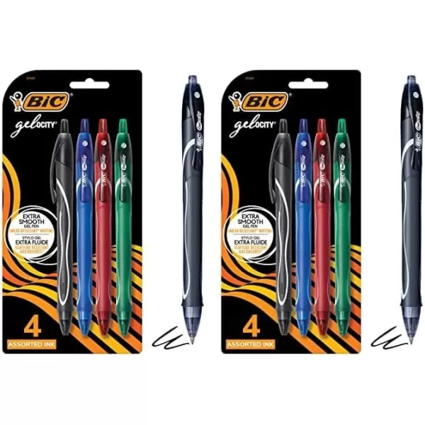 BIC Gelocity Quick Dry Blue Gel Pens Medium Point 07mm 12Count Pack Retractable Gel Pens With Comfortable Full GripAssorted