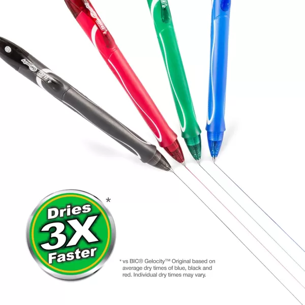 BIC Gelocity Quick Dry Blue Gel Pens Medium Point 07mm 12Count Pack Retractable Gel Pens With Comfortable Full GripAssorted