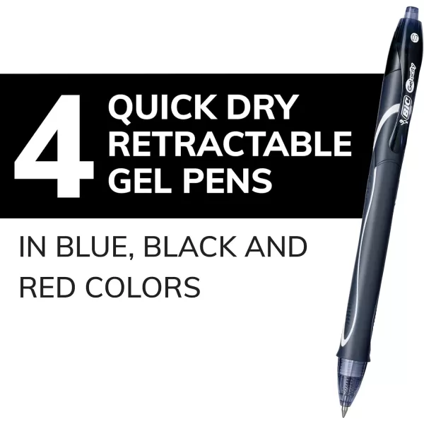 BIC Gelocity Quick Dry Blue Gel Pens Medium Point 07mm 12Count Pack Retractable Gel Pens With Comfortable Full GripAssorted