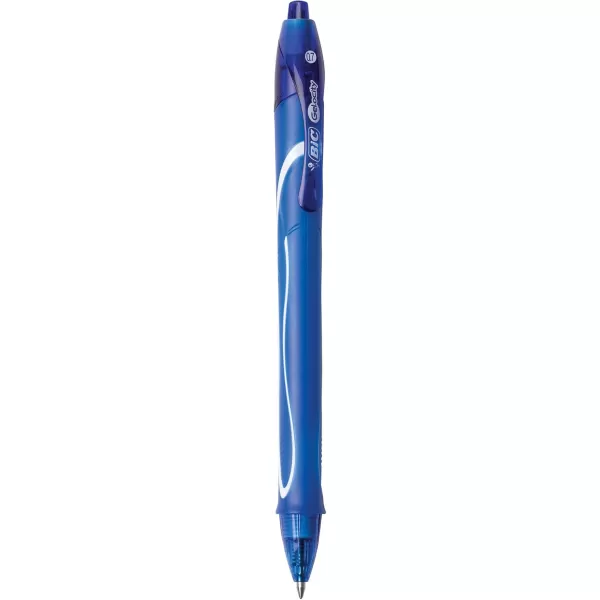 BIC Gelocity Quick Dry Blue Gel Pens Medium Point 07mm 12Count Pack Retractable Gel Pens With Comfortable Full GripAssorted