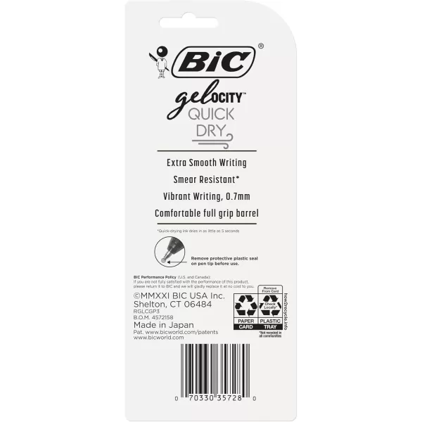 BIC Gelocity Quick Dry Blue Gel Pens Medium Point 07mm 12Count Pack Retractable Gel Pens With Comfortable Full GripAssorted