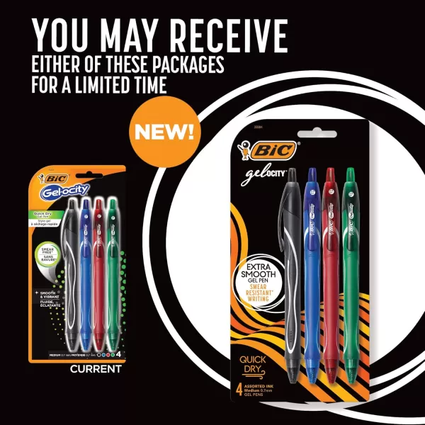 BIC Gelocity Quick Dry Blue Gel Pens Medium Point 07mm 12Count Pack Retractable Gel Pens With Comfortable Full GripAssorted