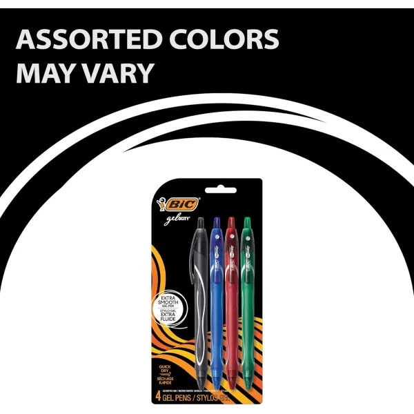 BIC Gelocity Quick Dry Blue Gel Pens Medium Point 07mm 12Count Pack Retractable Gel Pens With Comfortable Full GripAssorted