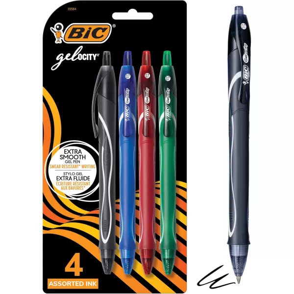 BIC Gelocity Quick Dry Blue Gel Pens Medium Point 07mm 12Count Pack Retractable Gel Pens With Comfortable Full GripAssorted