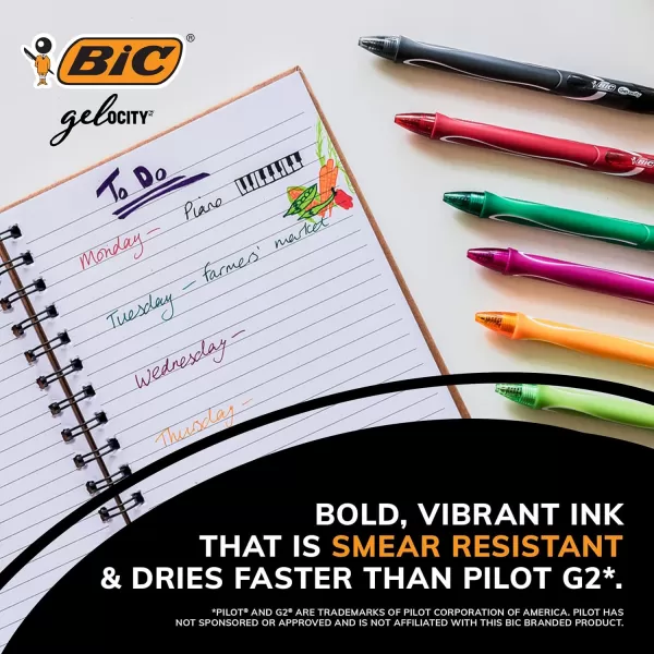 BIC Gelocity Quick Dry Blue Gel Pens Medium Point 07mm 12Count Pack Retractable Gel Pens With Comfortable Full GripBlack