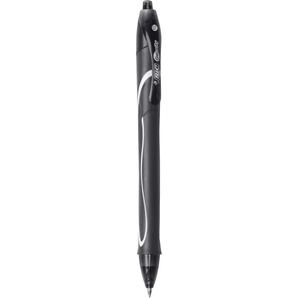 BIC Gelocity Quick Dry Blue Gel Pens Medium Point 07mm 12Count Pack Retractable Gel Pens With Comfortable Full GripBlack