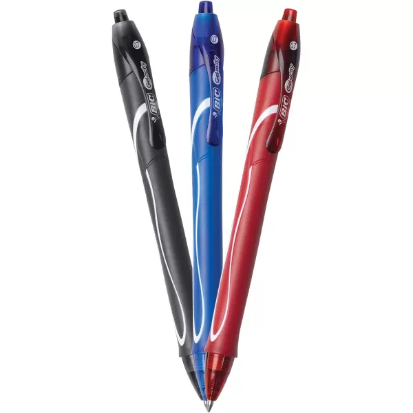 BIC Gelocity Quick Dry Blue Gel Pens Medium Point 07mm 12Count Pack Retractable Gel Pens With Comfortable Full GripBlack