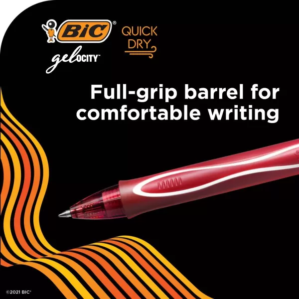 BIC Gelocity Quick Dry Blue Gel Pens Medium Point 07mm 12Count Pack Retractable Gel Pens With Comfortable Full GripBlack