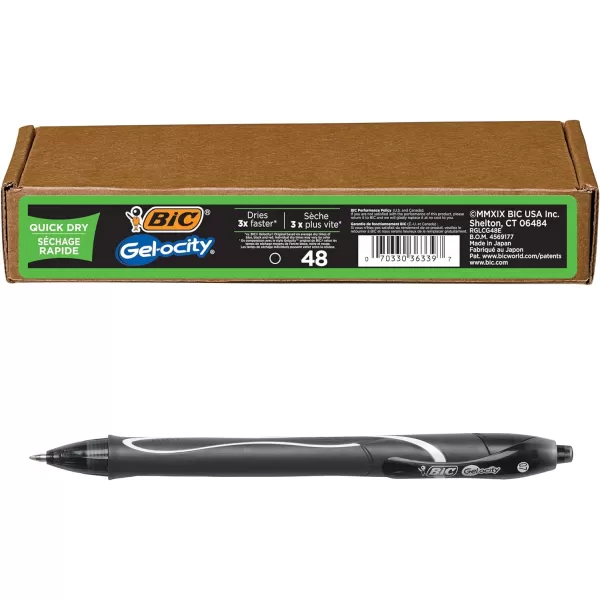 BIC Gelocity Quick Dry Blue Gel Pens Medium Point 07mm 12Count Pack Retractable Gel Pens With Comfortable Full GripBlack