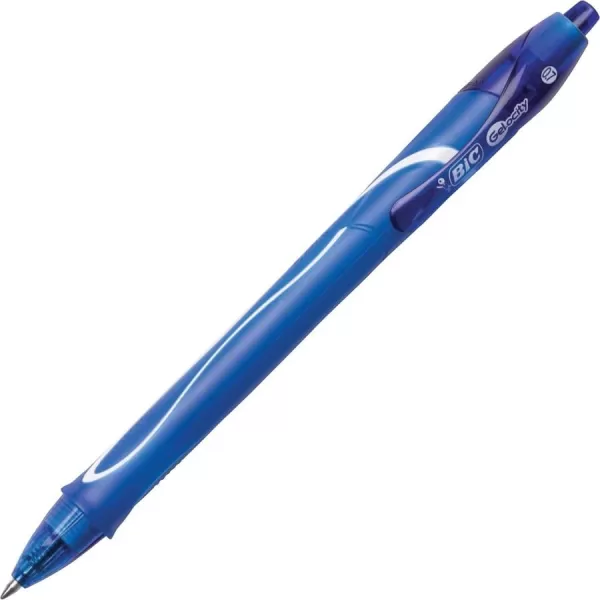 BIC Gelocity Quick Dry Blue Gel Pens Medium Point 07mm 12Count Pack Retractable Gel Pens With Comfortable Full GripBlue