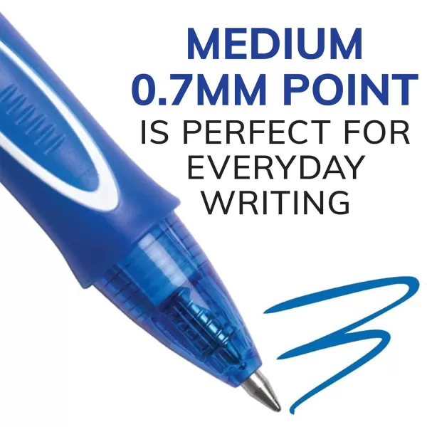 BIC Gelocity Quick Dry Blue Gel Pens Medium Point 07mm 12Count Pack Retractable Gel Pens With Comfortable Full GripBlue