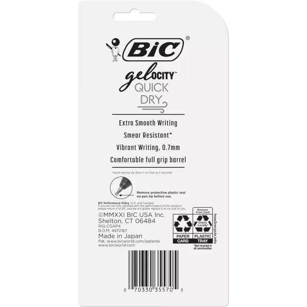 BIC Gelocity Quick Dry Fashion Retractable Gel Pens Medium Point 07mm 4Count Gel Pen Set Packaging May Vary4 Count Pack of 2