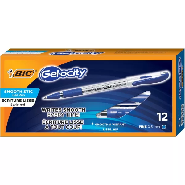 BIC Gelocity Quick Dry Gel Pen Fine Point 05mm  Box of 12 Black Gel PensBlue