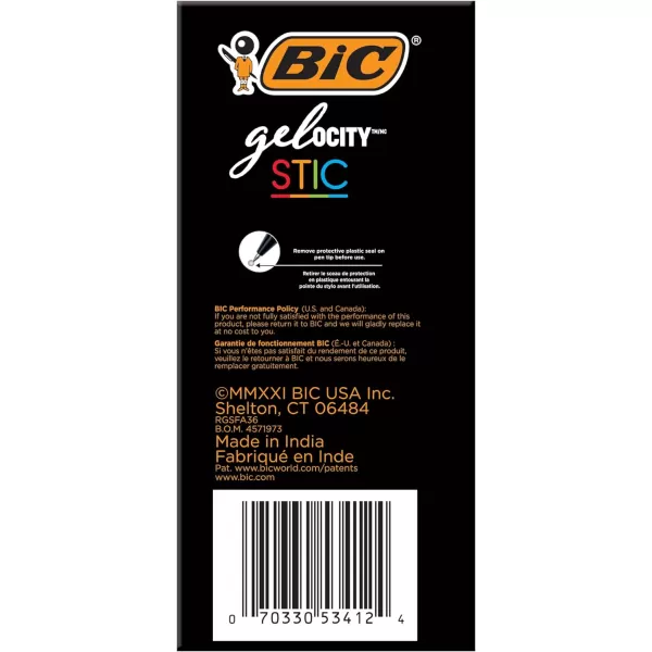 BIC Gelocity Smooth Stic Gel Pen Fine Point 05mm Assorted Colors 36Count Vibrant and Smooth Gel Ink PensAssorted Business