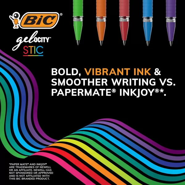 BIC Gelocity Smooth Stic Gel Pen Fine Point 05mm Assorted Colors 36Count Vibrant and Smooth Gel Ink PensAssorted Fashion