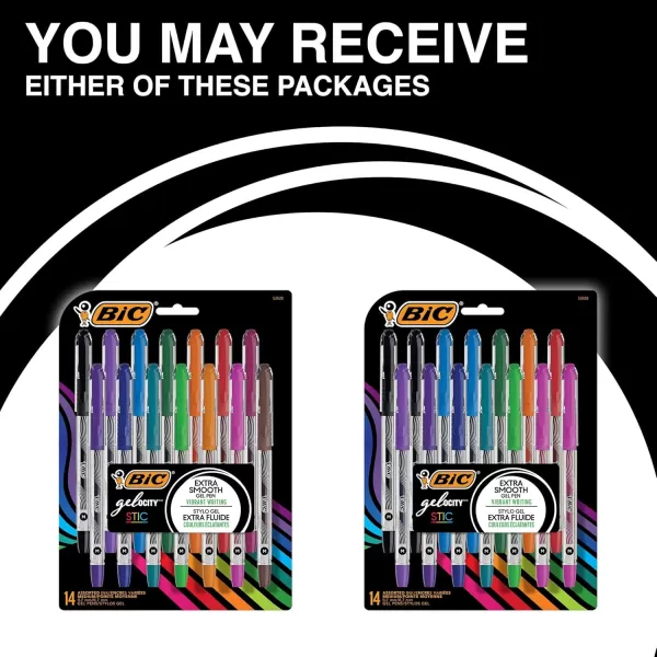 BIC Gelocity Smooth Stic Gel Pen Medium Point 07mm Assorted Colors 42Count Vibrant and Smooth Gel Ink Pens14 Count Pack of 1