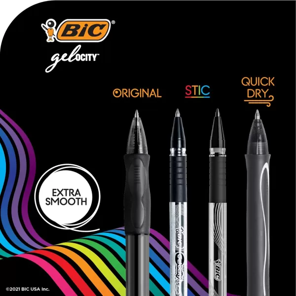BIC Gelocity Smooth Stic Gel Pen Medium Point 07mm Assorted Colors 42Count Vibrant and Smooth Gel Ink Pens42 Count Pack of 1