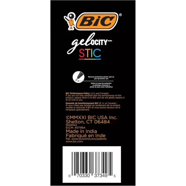 BIC Gelocity Smooth Stic Gel Pen Medium Point 07mm Assorted Colors 42Count Vibrant and Smooth Gel Ink Pens42 Count Pack of 1