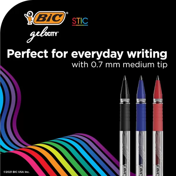 BIC Gelocity Smooth Stic Gel Pen Medium Point 07mm Assorted Colors 42Count Vibrant and Smooth Gel Ink Pens42 Count Pack of 1